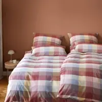 Elegante Soft-Flanell Bettwäsche Hamilton rouge 200x200 cm + 2x 80x80 cm - rot;blau;gelb