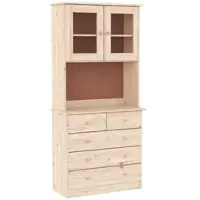 Helloshop26 - ALTA 77 x 35 x 165 cm Massives Kiefernholz braunes Buffet Kommode Aufbewahrungsmöbel Küchen-/Wohnzimmer-Organizer 02_0029673