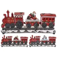 Wellhome - Dekorativer Weihnachtszug mit Lokomotive und 2 Waggons, mit LED-Lichtern und Mobiles 39x11x17cm