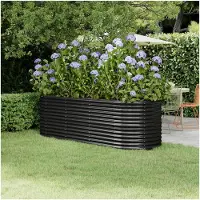 Markenlos Hochbeet aus pulverbeschichtetem Stahl 224x80x68 cm in Anthrazit