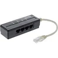 InLine 4-fach Telefon Port Splitter, RJ45 Stecker an 4x RJ45 Buchse, 0,15m, 0,15 m, Mehrfarbig