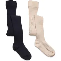 Minymo Strumpfhosen - 2er-Pack - Solid Rib - Total Eclipse - - 104/110 - Strumpfhosen