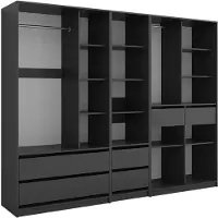 Vicco Kleiderschrank Elmo Anthrazit 100 x 200 cm 3er Set, Model 61349
