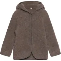 Huttelihut Cardigan - Wollfleece - Brown Melange m. Ohren - - 62 - Cardigans