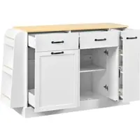MODFU Sideboard Kommode mit Offenen Regalen Stauraumschrank mit Mülleimerfach und unterschiedlichen Schubladen Viel Stauraum Weiß