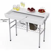 StarTech.com Kühltisch Eisbuffet - Klappbarer Gartentisch - Rechteckige Party-Servierstation - Edelstahl Kunststoff - Für 8 Personen - Weiß