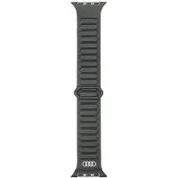 Audi Logo Synthetic Leather Magnetic Ring Strap for Apple Watch 44/45/46/49 mm - Black