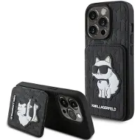 Karl Lagerfeld Klhcp15lsakcnsck Iphone 15 Pro 6.1 Saffiano Cardslots And Stand Monogram Choupette Handyhülle