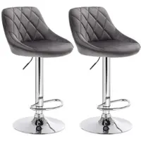 Helloshop26 Barhocker aus Samt, 2er-Set, dunkelgrau 19_0000395