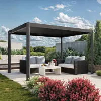 PRIMEYARD 4x3m Pergola in anthrazit; mit Lamellendach in anthrazit - (GFPV01123)