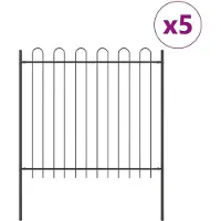 vidaXL Gartenzaun BOXTEL 5 Stk. 8,5 x 1,5 m Pulverbeschichteter Stahl
