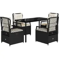 vidaXL 5-tlg. Garten-Essgruppe mit Kissen Schwarz Poly Rattan