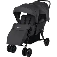 Bebeconfort Teamy Zwillings-Kinderwagen, Kompatker Geschwister-Kinderwagen, nutzbar ab der Geburst bis ca. 4 Jahre, 0-22 kg, Mineral Graphite