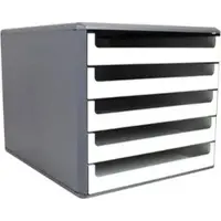 Böttcher-AG Schubladenbox A4, Recycling-Kunststoff, 5 Fächer, offen, vanille / anthrazit