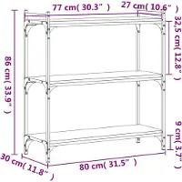 vidaXL Bücherregal 3 Böden Schwarz 80x30x86 cm