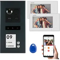 Balter ERA AP Graphit RFID 2-Draht BUS IP 7" WiFi Video Türstation iOS Android Set für 2 Familienhaus