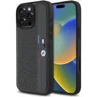 BMW Etui M Perforiert Tricolor Detail Line Na Iphone 16 Pro - Ciemnoszare