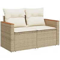 vidaXL Gartensofa-set 10 stk. Beige Poly-Rattan
