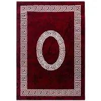 Carpetsale24 Teppich Wohnzimmer Marmor Optik mit Mäander Bordüre Muster Rot Meliert 120 x 170 cm - Kurzflor, Schlafzimmer, Küche Esszimmer