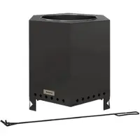 MODFU Rauchfreier Feuerkorb Tischfeuer 45x39x47 cm mit Sekundärverbrennung und Schürhaken Schwarz, hitzebeständiges Metall für Garten Terrasse Camping