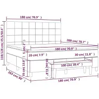 vidaXL Boxspringbett mit Matratze Schwarz 180x200 cm Stoff