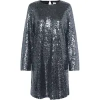 Kaffe Midikleid "Damen Kleid KAlau", Damen, Gr. XS, N-Gr, silber (schwarz silber), Obermaterial: 98% Polyester PES. 2% Elasthan EL., Kleider Midikleid