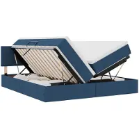vidaXL LED-Speicherbett mit Matratze Blau 180 x 200 cm Stoff
