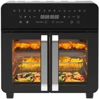 Aimax Heißluftfritteuse 23 Liter, XXL Airfryer mit Doppeltür und Sichtfenster, 15 Programme, LED-Touch, 12 Zubehörteile