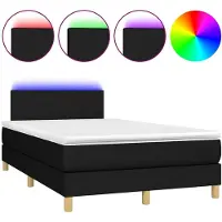 vidaXL Boxspringbett mit Matratze & LED Schwarz 120x190 cm Stoff