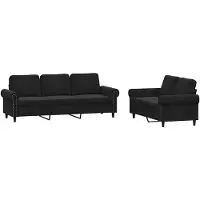 vidaXL 2-tlg. Sofagarnitur mit Kissen Schwarz Samt