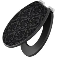 Banjado Anthrazit Toilettendeckel Mit Absenkautomatik WC-Sitz Soft Close Hygienischer Klodeckel MDF Mit Motiv Black Deluxe