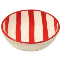 Zafferano 6er-Set Righe-Schalen aus der Lido-Kollektion aus italienischer Keramik - Farbe Rot - Modernes Design für Vorspeisen und Desserts