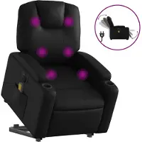 vidaXL Massagesessel mit Aufstehhilfe Elektrisch Schwarz Kunstleder