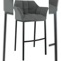 Proregal CHEFGASTRO Barhocker PHILADELPHIA Schwarz Cord mit 4-Fufl Gestell HxBxT 110x64x48cm Metall Grau Barstuhl