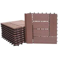 Proregal BERLINLODGE WPC Bodenfliese Mit Abschluss 11x Je BxT 30x30cm Premium Holzoptik Balkon Terrasse Coffee Versetzt
