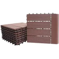 Proregal BERLINLODGE WPC Bodenfliese + Abschluss | 11x je BxT 30x30cm = 1qm Premium | Holzoptik Balkon/Terrasse | Coffee linear waagrecht