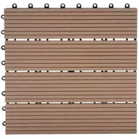 Proregal BERLINLODGE WPC Bodenfliese | 11x je BxT 30x30cm = 1qm | Holzoptik Balkon/Terrasse | Premium | Teak linear