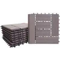 Proregal BERLINLODGE WPC Bodenfliese + Abschluss | 11x je BxT 30x30cm = 1qm Premium | Holzoptik Balkon/Terrasse | Grau versetzt