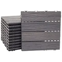 Proregal BERLINLODGE WPC Bodenfliese | 11x je BxT 30x30cm = 1qm | Holzoptik Balkon/Terrasse | 3D-Struktur linear | Antik-Braun