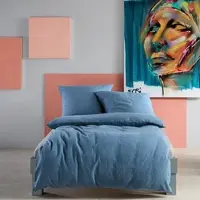 Fleuresse Halbleinen Bettwäsche Provence 160x210 cm + 65x100 cm | denim - blau