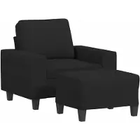 vidaXL Sessel mit Hocker Schwarz 60 cm Stoff