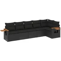 vidaXL 6-tlg. Garten-Sofagarnitur mit Kissen Schwarz Poly Rattan