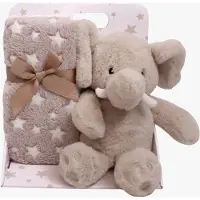CarloBaby Elefant Fleecedecke und Kuscheltier, Beige