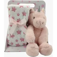 CarloBaby Fleecedecke und Kuscheltier Unicorn, Rosa