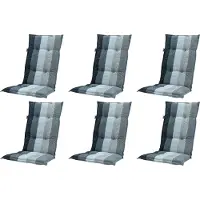 Madison New York Madison 6x C404 Hochlehner Gartenstuhl Auflagen 8cm dick grau gestreift