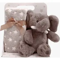 CarloBaby Fleecedecke und Kuscheltier Elefant, Braun