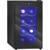 HOMCOM Weinkühlschrank für 8 Flaschen, 21L, Thermoelektrik, verstellbare Regal