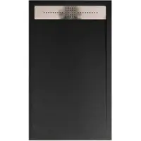 STANO Mineralguss Duschwanne Extra Flach Orion Schwarz Ablaufschutz Chrom 80x190cm