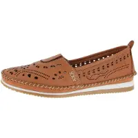 Andrea conti Damen Slipper mit perforiertem wrinkled Leder 1889603, Größe:37 EU, Farbe:Braun
