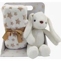 CarloBaby Kaninchen Fleecedecke und Kuscheltier, Weiß